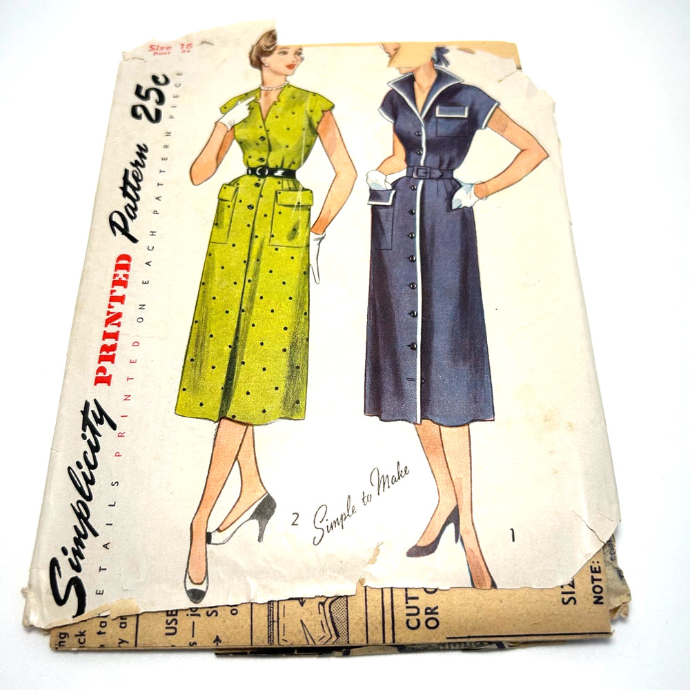Simplicity Vintage Pattern #3258 Misses Women's One Piece Belted Dress Sz 16 HTF
